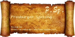 Presburger Szelina névjegykártya